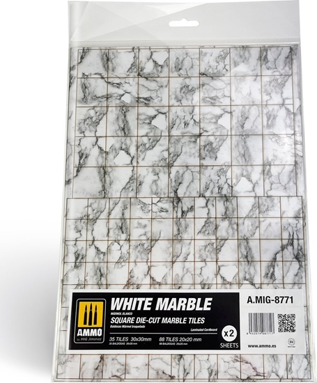 Picture of Vallejo Ammo: White Marble - Square Die-Cut Marble Tiles (2)