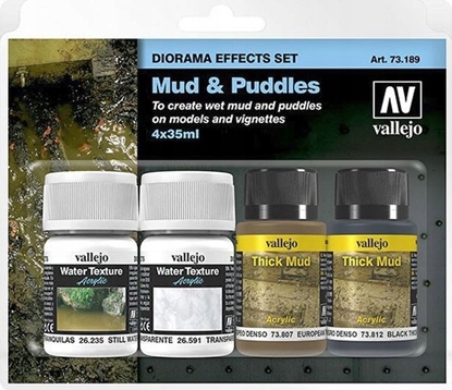 Attēls no Vallejo Vallejo: 73.189 - Diorama Effects Set - Mud & Puddles (4 x 35 ml)