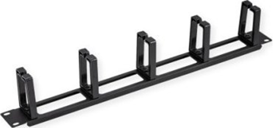 Picture of 19" 1U Cable Management Plate, C-Type, 5 Hooks,Cut-out front panel, black, Value