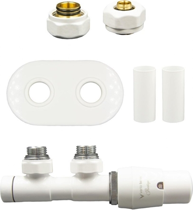 Picture of Varioterm Zestaw grzejnikowy Twins All In One prawy biay ze zczkami na pex