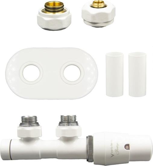 Picture of Varioterm Zestaw grzejnikowy Twins All In One prawy biay ze zczkami na pex