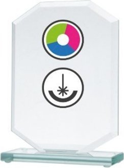 Picture of Victoria Sport Trofeum szklane z nadrukiem kolorowym LuxorJet, grawerowaniem oraz wypenieniem farb