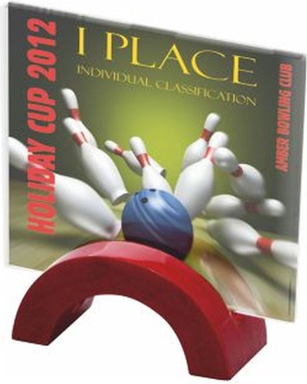 Picture of Victoria Sport Trofeum szklane z nadrukiem kolorowym LuxorJet, grawerowaniem oraz wypenieniem farb