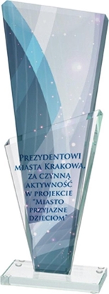 Attēls no Victoria Sport Trofeum szklane z nadrukiem kolorowym LuxorJet, grawerowaniem oraz wypenieniem farb