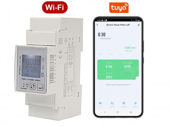 Picture of Vienfāzes elektrības skaitītājs | Multi tarifu | Wi-Fi | Tuya aplikācija | Iebūvēts Relejs