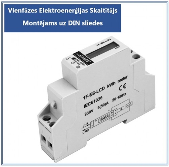 Picture of Vienfāzes elektroenerģijas skaitītājs ProBase™ (0.25-50A, 230/240V, 1xDIN)