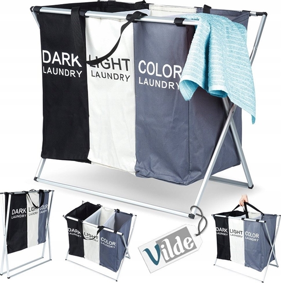 Picture of Vilde Kosz na pranie skadany trzykomorowy 105 l