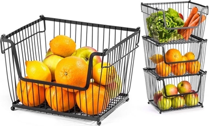 Attēls no Vilde Koszyk metalowy czarny na OWOCE WARZYWA pitrowy do pitrowania 31x26x22 cm