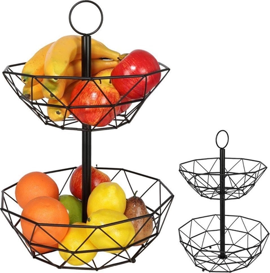 Picture of Vilde Koszyk na owoce i warzywa kosz metalowy czarny miska 2-poziomowy loft 43 cm