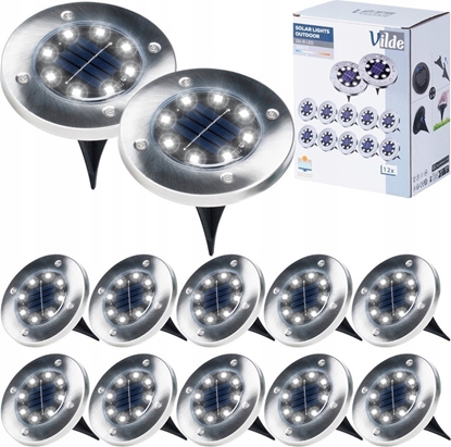 Attēls no Vilde Lampki Ogrodowe Solarne LED Stalowe Wbijane VILDE 11,5 cm 12 szt.