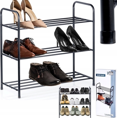 Attēls no Vilde Póka Rega na Buty 3-Poziomowy Metalowy Czarny Solidny VILDE 63x28x60 cm