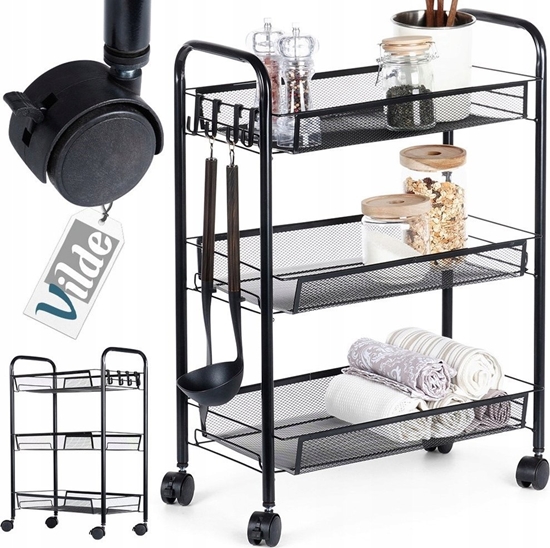 Picture of Vilde Póka Rega na Kókach 3-Poziomowa Metalowa Czarna VILDE 44 x 26 x 63 cm