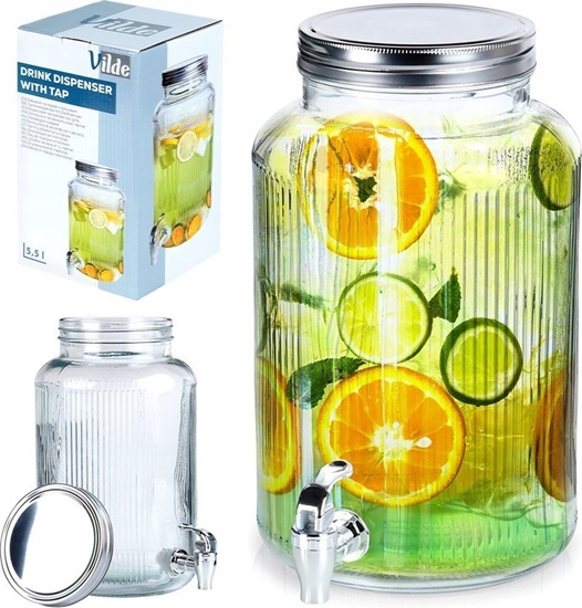 Picture of Vilde Sój do napojów z kranikiem szklany 6,2 l