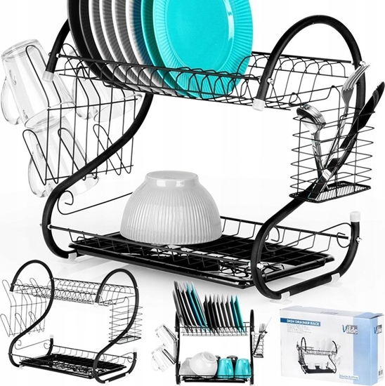 Picture of Vilde Suszarka do Naczy na Talerze Sztuce 2-Poziomowa Czarna VILDE 52x24,5x38cm