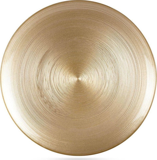 Picture of Vilde Talerz obiadowy paski pytki duy szklany zoty / patera 32,5 cm