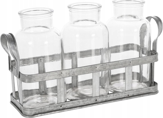 Picture of Vilde Wazon na kwiaty szklany ze stojakiem 3 szt.