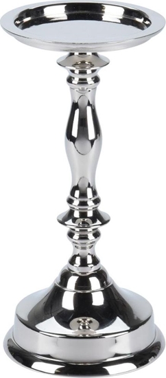 Picture of Vilde wiecznik SREBRNY, wysoki poysk, byszczcy, stojak, podstawka GLAMOUR na wiec wieczk 21,5 cm () - 10114-uniw
