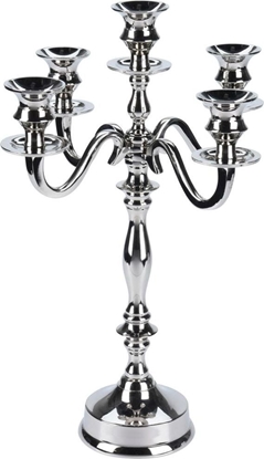 Attēls no Vilde wiecznik, KANDELABR 5-ramienny, srebrny, wysoki poysk, stojak, podstawka GLAMOUR na wiec wieczk () - 10117-uniw