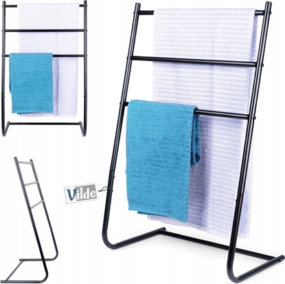 Attēls no Vilde Wieszak na Rczniki Ubrania Wolnostojcy Metalowy Czarny VILDE 50x33x81cm