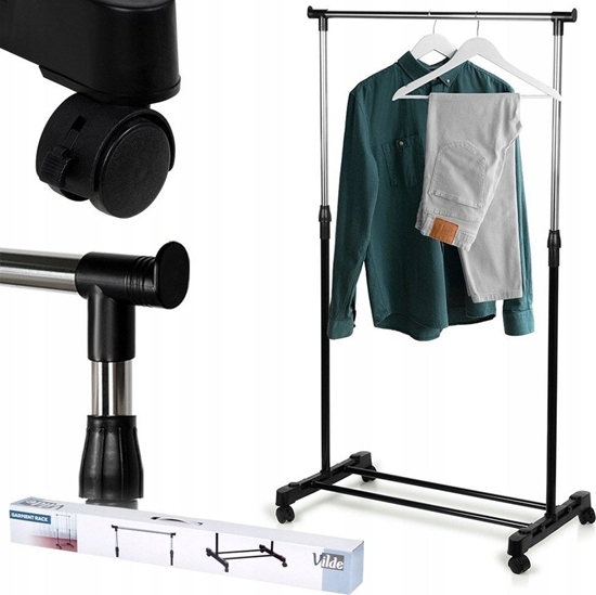 Picture of Vilde Wieszak na Ubrania Stojcy na Kókach Metalowy Czarny Solidny VILDE 140 cm
