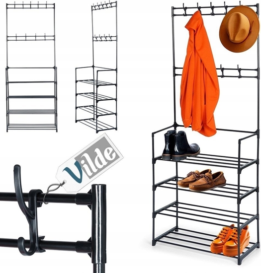 Picture of Vilde Wieszak na ubrania z regaem na buty metalowy czarny 57x28x156 cm