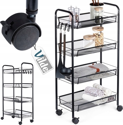 Attēls no Vilde Wózek Póka Rega Metalowy 4-Poziomowy Solidny Pojemny VILDE 44 x 26 x 84cm