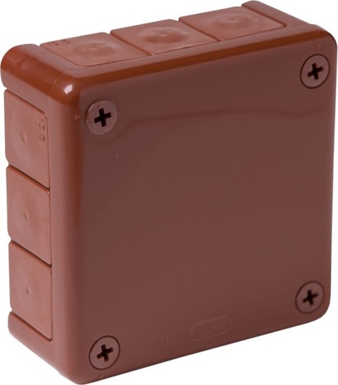Picture of ViPlast 041-02 puszka n/t brzowa bez zacisków z dawnicami bezgwintowymi 12-wlotowa wym/zew 98x98x42 mm IP55 ViPlast 7243