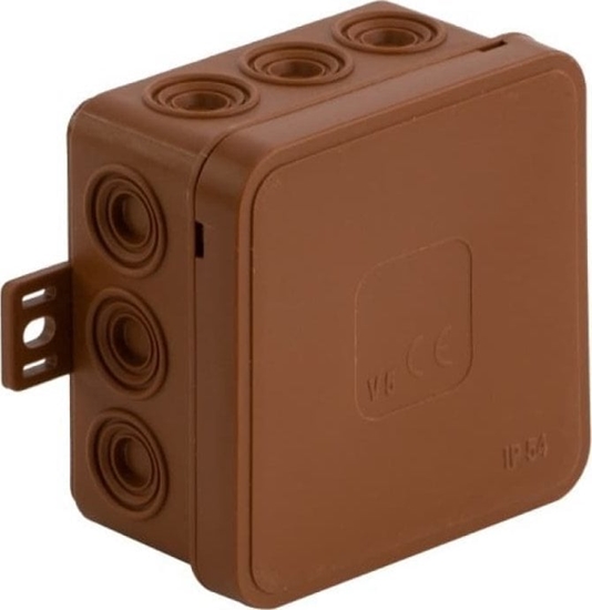 Picture of ViPlast Puszka natynkowa pusta 12 wlotów V6 klik BRZOWA IP54 85x85x41mm 036-02