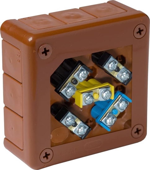 Picture of ViPlast Puszka natynkowa z zaciskami 12 wlotów VP-41 BRZOWA IP55 98x98x42mm 041-52