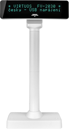 Изображение Virtuos Virtuos VFD zákaznický displej Virtuos FV-2030W 2x20 9mm, USB, bílý