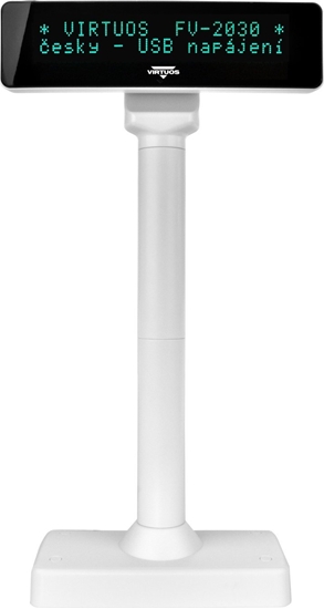 Изображение Virtuos Virtuos VFD zákaznický displej Virtuos FV-2030W 2x20 9mm, USB, bílý