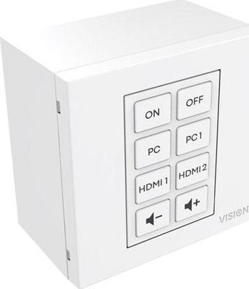 Picture of Vision VISION Techconnect Faceplate Steuermodul - LEBENSLANGE GARANTIE - 8 Tasten - lernt Infrarot-Fernbedienungscodes von anderen Fernbedienungen - unterstutzt RS-232, 12V-Ausloser, Planung - mehrere Befehle pro Taste - Doppelraummodul - 1-fach britisch