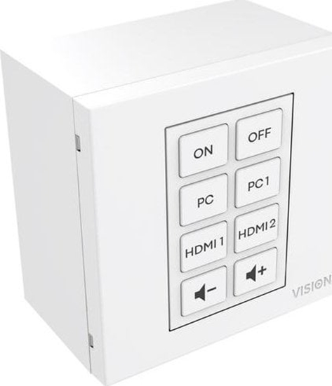 Picture of Vision VISION Techconnect Faceplate Steuermodul - LEBENSLANGE GARANTIE - 8 Tasten - lernt Infrarot-Fernbedienungscodes von anderen Fernbedienungen - unterstutzt RS-232, 12V-Ausloser, Planung - mehrere Befehle pro Taste - Doppelraummodul - 1-fach britisch