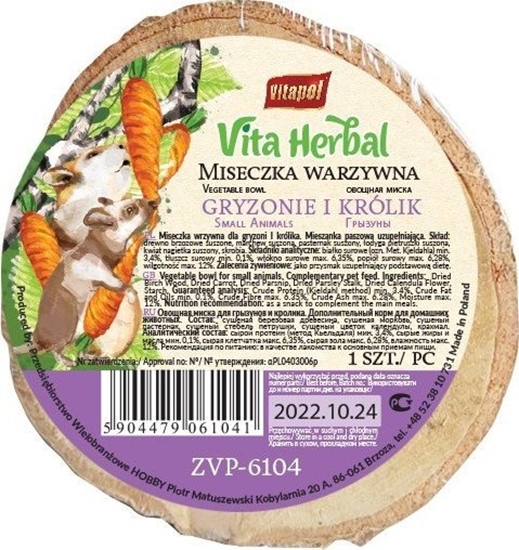 Picture of Vitapol Miseczka warzywna dla gryzoni i królika, 1 szt.