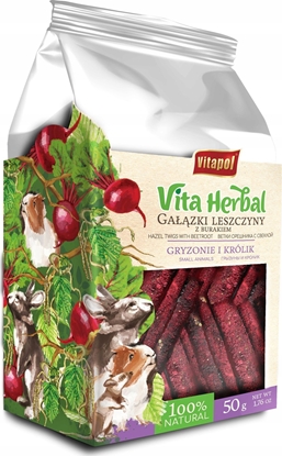 Attēls no Vitapol Vita Herbal dla gryzoni i królika - gazki leszczyny z burakiem, 50 g, 4szt/disp