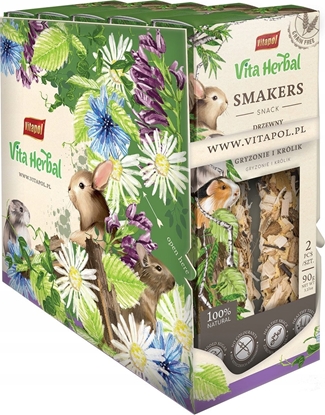 Attēls no Vitapol Vita Herbal Smakers drzewny dla gryzoni i królika 90 g , 5 szt. display
