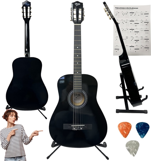 Picture of V-TONE BCG BK gitara klasyczna 4/4 3x kostka do gry akordy zestaw
