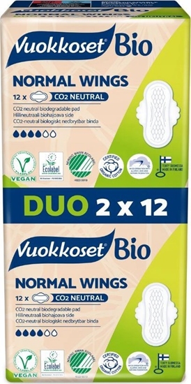 Picture of Vuokkoset Vuokkoset, BIO, Podpaski ze Skrzydekami Normal, 2-pack 2x12szt