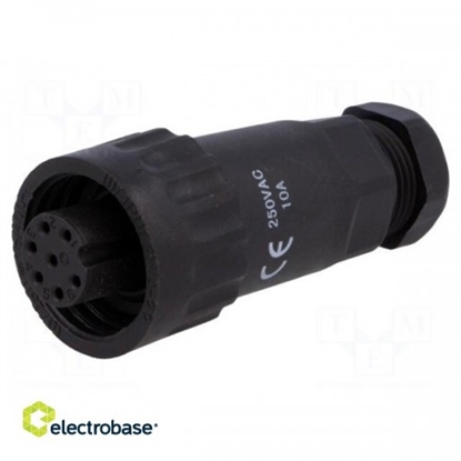 Изображение WA22 | spraudnis | Female | PIN:7 | 6+PE | IP67 | 9÷10,5 mm | 10A | lodēšana | 250V