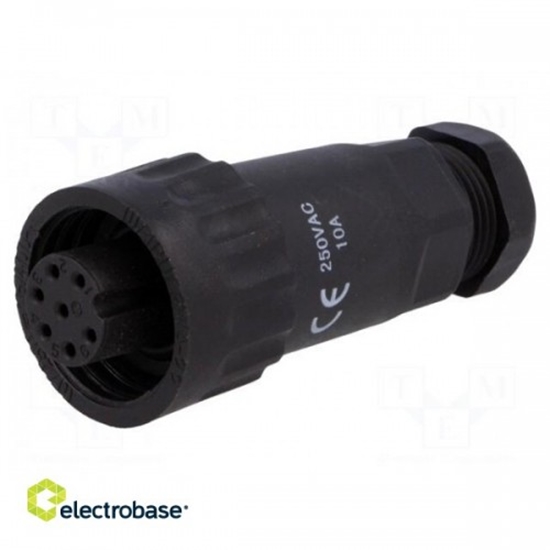 Изображение WA22 | spraudnis | Female | PIN:7 | 6+PE | IP67 | 9÷10,5 mm | 10A | lodēšana | 250V
