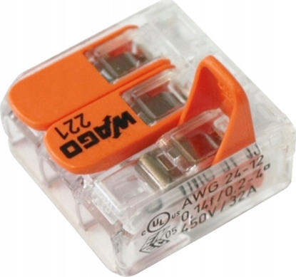 Picture of Wago Zczka uniwersalna 3x4mm2 przezroczysto pomaraczowa z dwigniami (221-413)