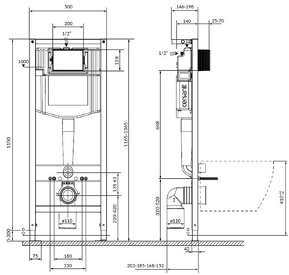 Attēls no Wall-hung toilet set concealed Cersanit S701-777 20 cm x 50 cm