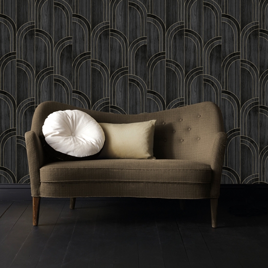 Picture of WALLPAPER 121153 MODELLA WOOD BLACK