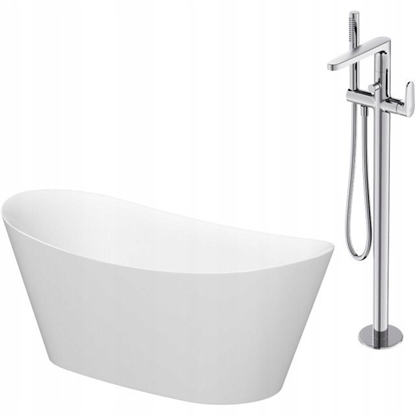 Attēls no Wanna Cersanit SET B719: Wanna wolnostojca owalna INVERTO 170x80 z bateri wolnostojc INVERTO chrom (S601-138)