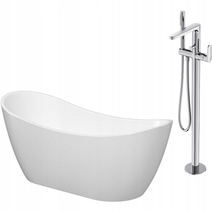 Attēls no Wanna Cersanit SET B720: Wanna wolnostojca owalna ZEN DOUBLE 182x71 z bateri wolnostojc INVERTO chrom (S601-139)