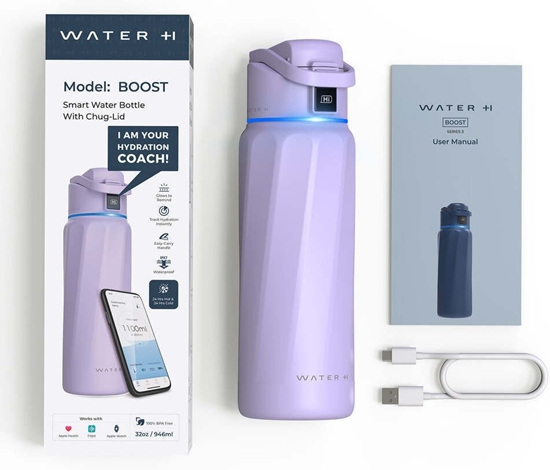 Picture of WaterH BOOST Chug Lid smart drinking bottle, 946 ml, purple