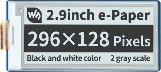 Изображение Waveshare Wywietlacz E-paper E-Ink - 2,9'' 296x128px - SPI - czarno-biay - do Raspberry Pi Pico - Waveshare 19408}
