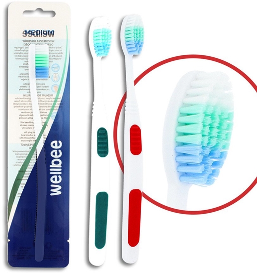 Picture of WELLBEE Szczoteczka do zbów dla dorosych o redniej twardoci (folia 3) - mix kolorów 1szt