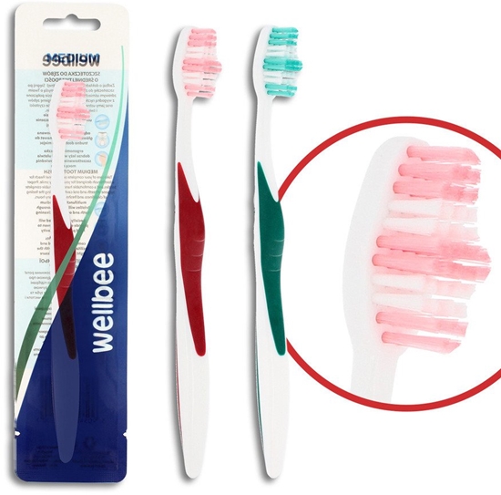 Picture of WELLBEE Szczoteczka do zbów dla dorosych o redniej twardoci (folia 6) - mix kolorów 1szt