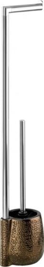 Picture of Wenko uchwyt rolki toalety i szczotka Marrakesh 72 cm stal nierdzewna brzowa